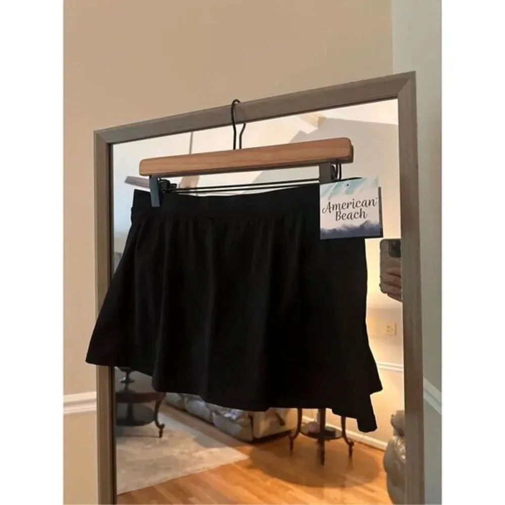 American Beach Swim circle Skirt NWT Black Size 14‎